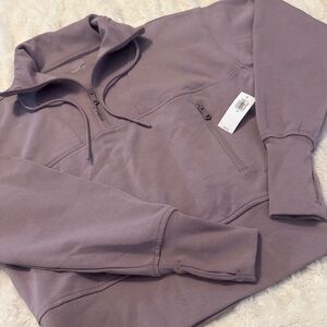 Mauve crop active 3/4 zip